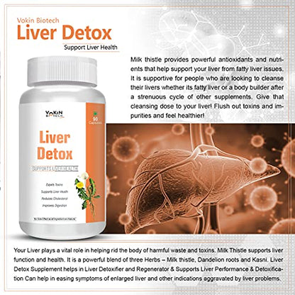 Vokin Biotech Liver Detox Herbal medicine for Healthy Digestion, Protection against liver disorder.(90 Capsule)