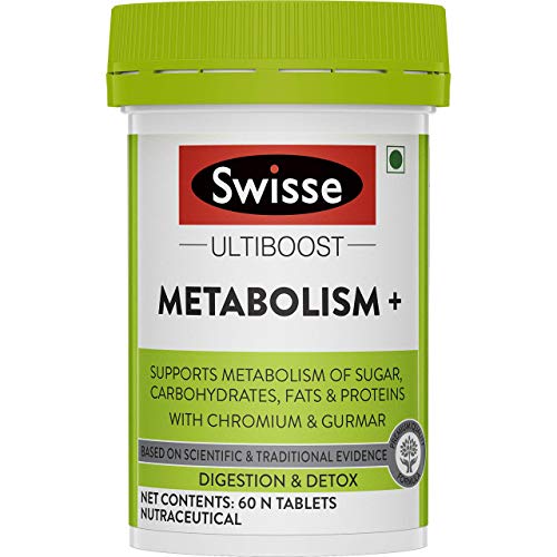 Swisse Metabolism+ With Chromium For Weight Management - Supports Digestion, Detox and Healthy Blood Sugar Levels - 60 Tablets