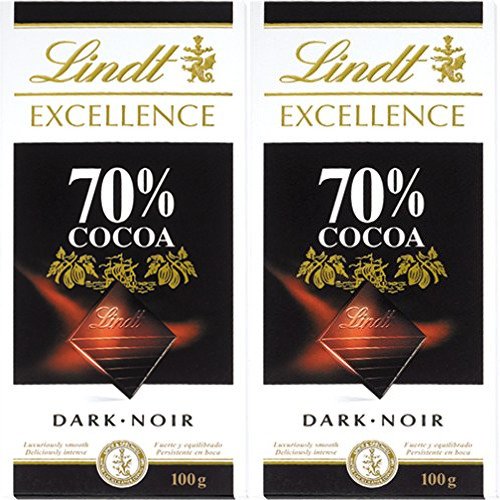 Lindt Excellence 70% Cocoa Dark Chocolate, 2 X 100 g