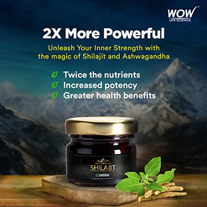 WOW Life Science Pure Himalayan Shilajit/Shilajeet Resin Powered by Ashwagandha - 20g