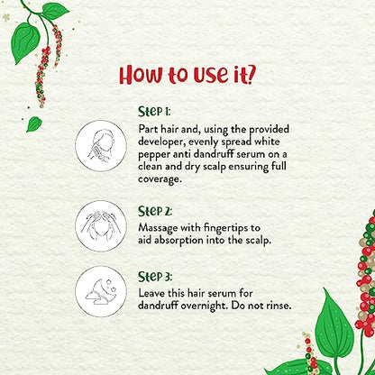 Fleur Colonie White Pepper Anti-dandruff Hair Serum with White Pepper, Inga Bark and D-Panthenol for Dandruff Control and Itch free Scalp - 100 ml