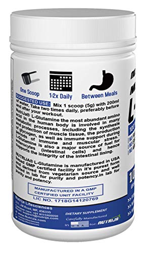 NutriJa Micronized Glutamine Powder, Amino Acid Supplement | Support Muscle Growth & Recovery | 5g Per Serving- 250 grams (Unflavored)