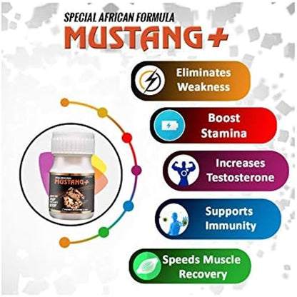 Mustang Plus Power Booster Capsules Boost Men Muscle Growth and Energy Ayurvedic 30 Capsules