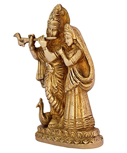 ITOS365 Brass Radha Krishna Idol, Standard, Gold