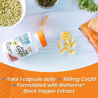 Doctor's Best High Absorption CoQ10 with BioPerine, Gluten Free, Naturally Fermented, Vegan, Heart Halth and Energy Production, 100 mg 360 Veggie Caps