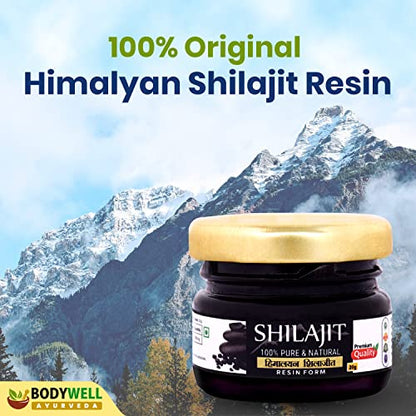 BODYWELL Pure Himalayan Shilajit Resin | Immunity, Strength, Stamina, Energy, Vitality | 20 Grams