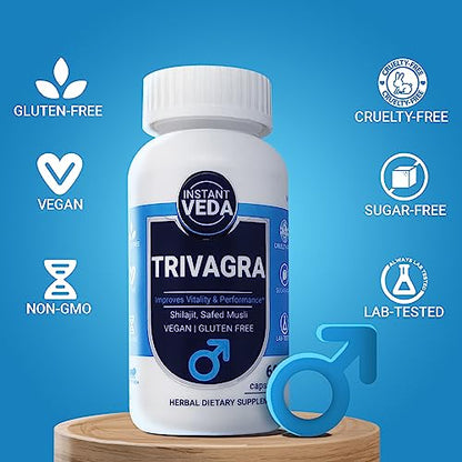 Instant Veda Trivagra Strength and Energy Capsules For Men With 20 Natural Herbs - 60 Capsules