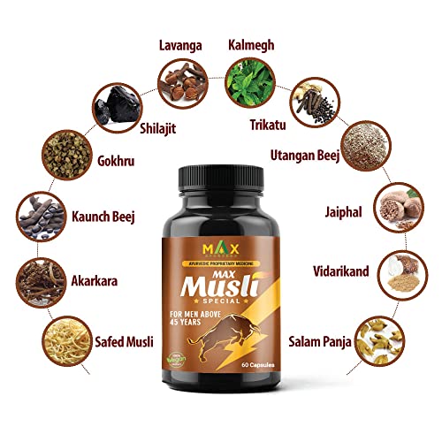 Max Ayurveda Musli Special Capsules For 45 Plus Men - (60 Capsules) Pack of 1