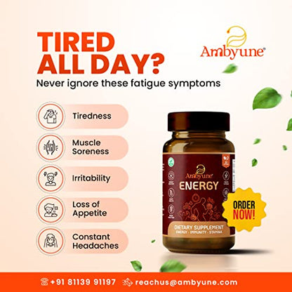 Ambyune Energy Capsules - For Men & Women - Helps manage stress, Increases mental alertness, Improves physical performance. All Natural ingredients.