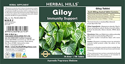 Herbal Hills Giloy Tablets, Guduchi Tablets Immunity Wellness (700 Tablets)