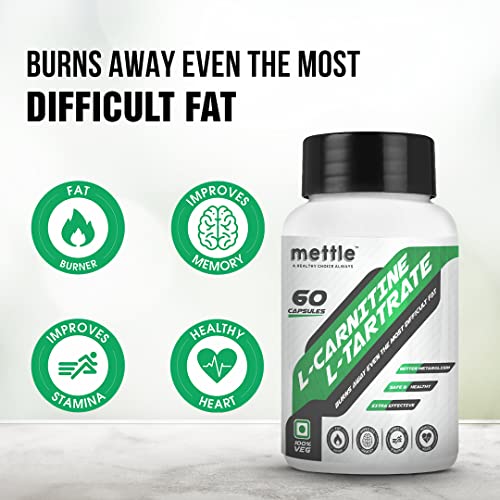 Mettle L-Carnitine With L-Tartrate | Weight Loss | Fat Burner (60 Capsules)