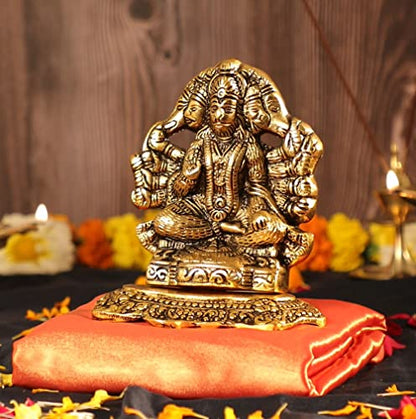 Servdharm Panchmukhi Hanuman Murti | Statue for Home Decor, Gifting, Protection from Evil Eye, 14.7 cms( Gold)