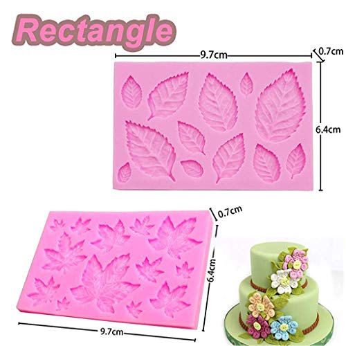 Reusable Fondant Silicone Mold Leaves Silicone Molds Set Mini Maple Leaf Rose Shaped DIY Handmade Baking Tools (5pack)