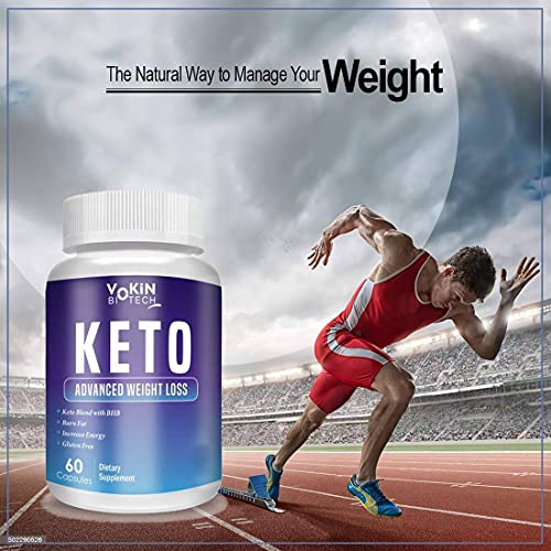 Vokin Biotech Keto 60 Capsules for weight loss (Blue) & Free Exclusive Keto Slim Water Soluble 20 Tablets