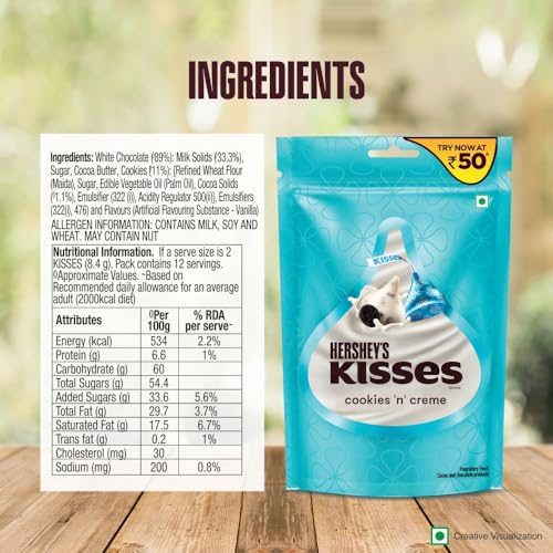 HERSHEY'S Kisses Cookies 'n' Creme | Melt-in-Mouth Delights| Individually Wrapped 33.6g