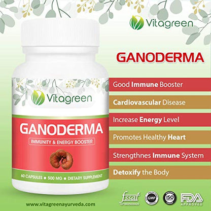 Ganoderma Pure & Natural Capsules(500 mg), 60 Capsules Pack