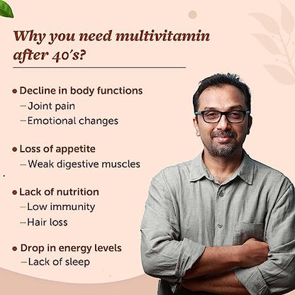 Neuherbs True Vitamin Adult 40+ | Multivitamins For Adults With Herbal Blend To Support Immunity, Enstion & Daily Wellness - (45 Multivitamin Tablets)