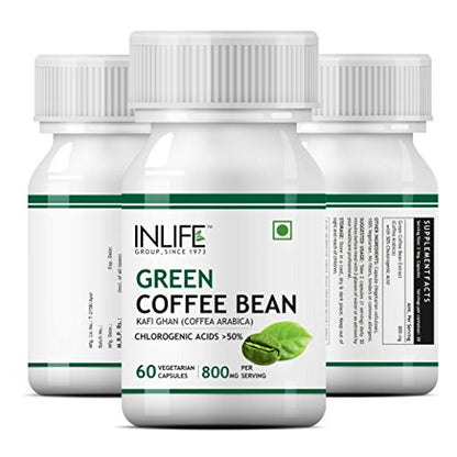 INLIFE Green Coffee Beans Extract 800Mg 50% Gca (60 Veg. Capsules) (2-Pack)