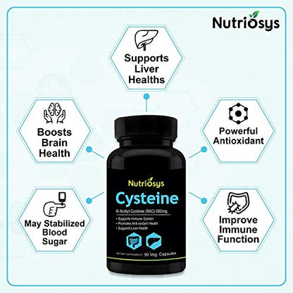 Nutriosys Cysteine 600mg (90 Veg Capsules) Pack of - 2