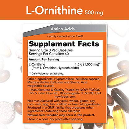 NOW Foods L-ornithine, 120 Capsules / 500mg