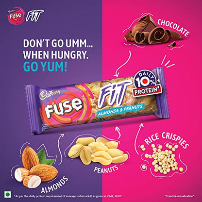 Cadbury Fuse Fit Snack Bar with Almonds & Peanuts, 6 x 40 g