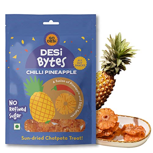 GO DESi - Chilli Pineapple| Fruit Snacks | Dehydrated Fruit | Dehydrated Pineapple |180 g