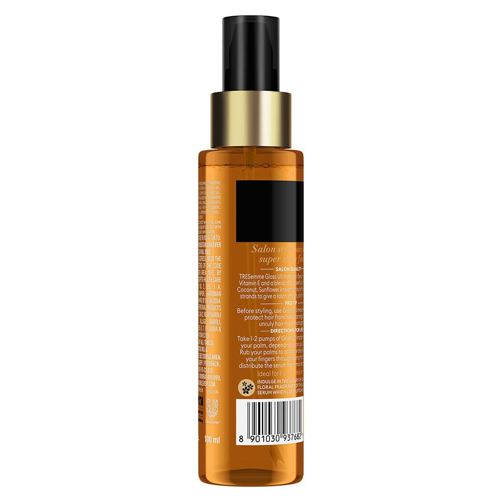 TRESemme Gloss Ultimate Ultra Shine Hair Serum 100ml with Macadamia Oil & Vitamin E, for Super shiny Finish