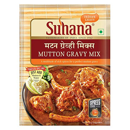 Suhana Mutton Gravy Mix 80g Pouch | Spice Mix | Easy to Cook (Pack of 6)