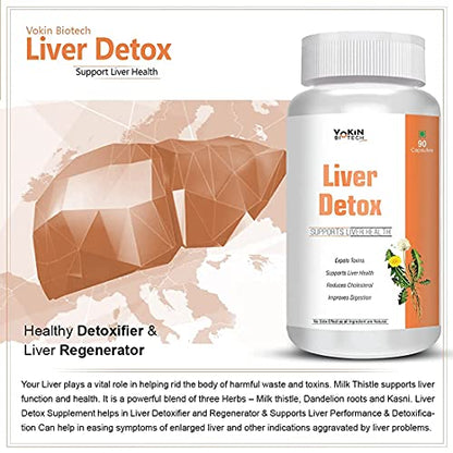 Vokin Biotech Liver Detox Herbal medicine for Healthy Digestion, Protection against liver disorder.(90 Capsule)