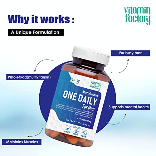 The Vitamin Factory Multivitamin For Men | Multimineral, Ginseng, Grape Seed Extract| Enhances Energy, Stamina, Boost Immunity- 60 Vegetable Tablet