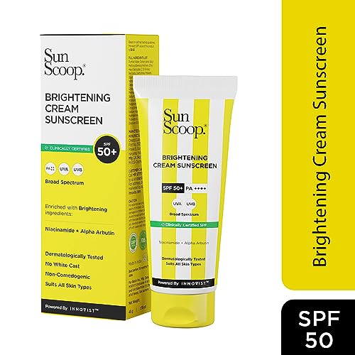 SunScoop Brightening Daily Sunscreen SPF 50 | Zinc Oxide UV Filter for Effective Sun Protection | Wi Ideal for Normal, Oily, Dry, and Sensitive Skin |