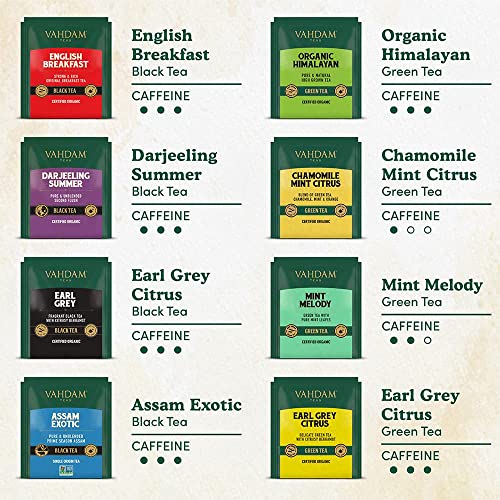 VAHDAM Tea Bags Assortment - Sampler Trial Pack | Tea Assortment of 15 Premium Tea Bags