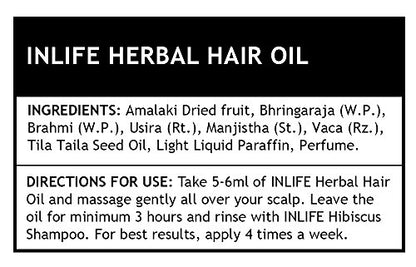 INLIFE Herbal Hair Oil Anti Hair Fall Bhringraj Amalaki Dry Brahmi Sesamum Oil & Other Ayurvedic Herbs No Parabens, 200ml