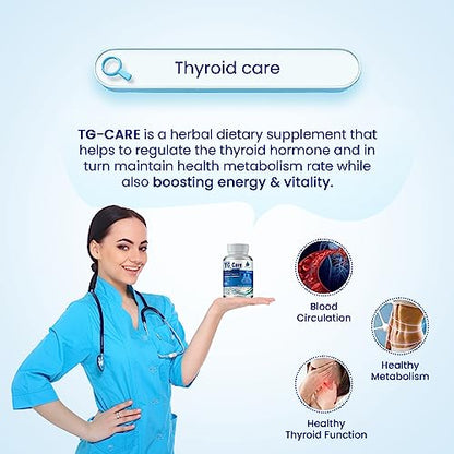 VEDAPURE TG Care | Thyroid Support Supplement |Hormonal Balance | Thyroid Balance | Weight Managemenchnaar, Cumin, White Pepper, Dalchini - 60 Capsule
