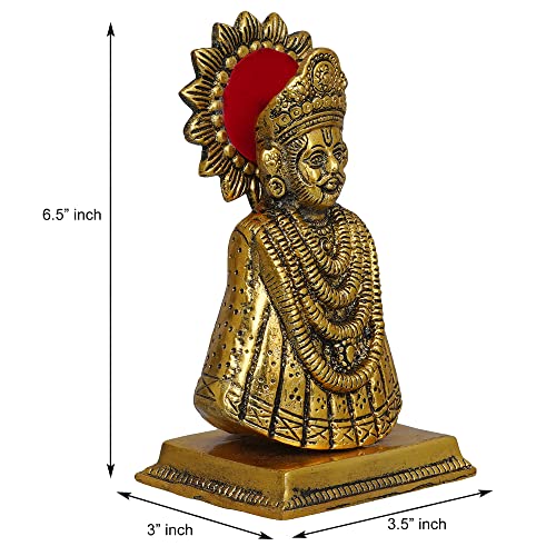 Baba Khatu Shyam ji Idol Statue Showpiece for Home and Pooja | Khatu Shyam Murti for Home and Car Dashboard (Gold, 6.5 Inches)