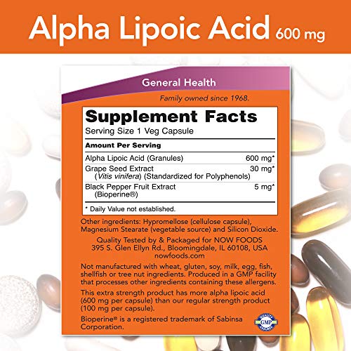 Now Foods ALPHA LIPOIC ACID, 60 Vcaps 600 mg