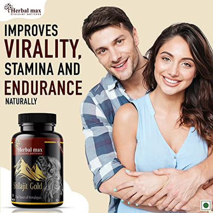 Herbal max 100% Ayurvedic, Original and Pure Shilajit/Shilajeet Gold Capsule - 30 Capsule