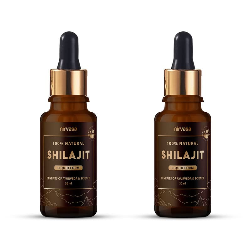 Nirvasa Pure Shilajit Liquid, Ayurvedic Raw Shilajit for men to Supports Stamina & Energy- 30 ml X 2