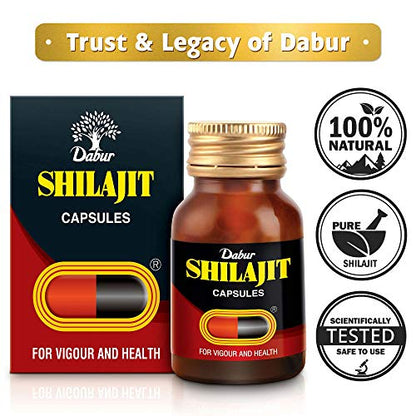 Dabur Shilajit Ayurvedic Capsules - 30 capsules