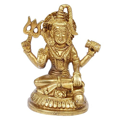 ARTVARKO Astadhatu Lord Shiva Murti Idol Bhagwan Shankar Brass Bhole Nath Mandir Temple Showpiece Accessories Vastu Remedy Size 5 Inches