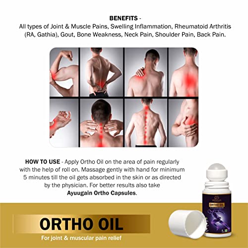 Ayuugain Ortho Oil Roll On For Joint Pain, Back Pain, Knee Pain, Shoulder Pain, Neck Pain, Muscle Pain - 50ml