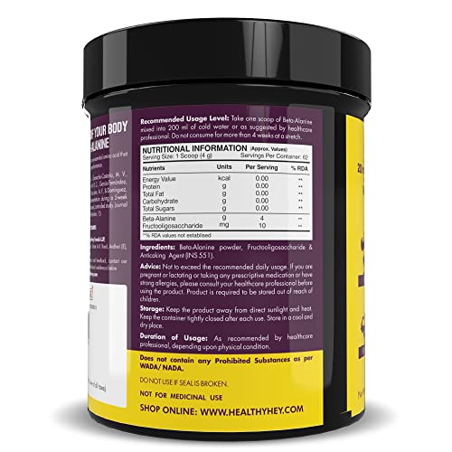 HealthyHey Sports - Beta-Alanine Powder for Endurance - 250 gram (250)