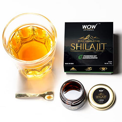 WOW Life Science Pure Himalayan Shilajit/Shilajeet Resin Powered by Ashwagandha - 20g