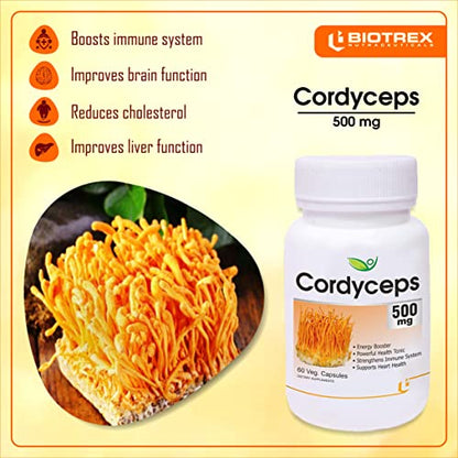 Biotrex Nutraceuticals Cordyceps 500mg - 60 Veg Capsules