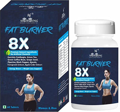 Naturstrong 100% Natural Fat Burner 8X for Weight Loss Products Garcinia Combogia, Green Tea, Green Enhancer & Weight Loss Supplements for Women & Men