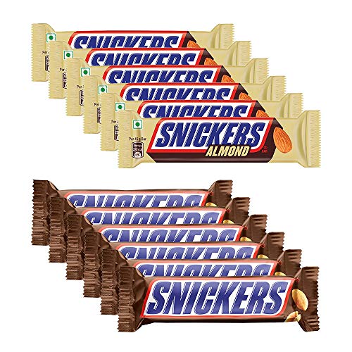 Snickers Peanut and Almond Chocolates - 45g Bar (Pack of 12)
