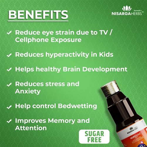 SONARK'S NISARGAHERBS Nurosmart Syrup for Kids, Brain Support, for Memory & Focus, 150 ml each (Pack of 2)