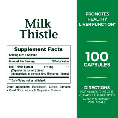 Nature Bounty Milk Thistle 175mg, 100 Capsules