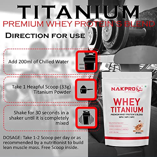 Nakpro TITANIUM TRI BLEND | 24g Protein, 5.4g BCAA | 1Kg Coffee Flavour (30 Servings)