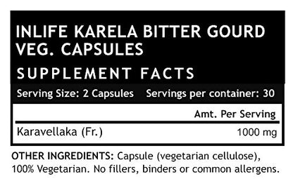 INLIFE Karela Extract Supplement Tablet 500 mg - 60 Vegetarian Capsules (Pack of 1)